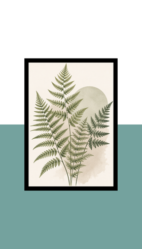 Fern Leaves Wall Art Frame | Black MDF | A4 A3 A2 A1 | Botanical Nature Home Decor