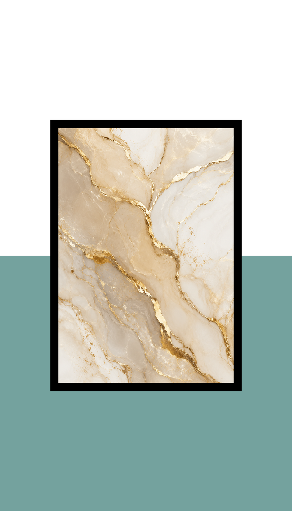 Gold Marble Texture Wall Art Frame | Black MDF | A4 A3 A2 A1 | Luxury Home Decor