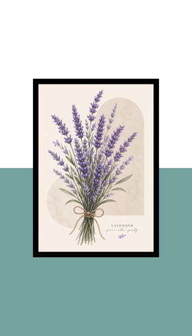 Lavender Bouquet Wall Art Frame | Black MDF | A4 A3 A2 A1 | Floral Bedroom Decor