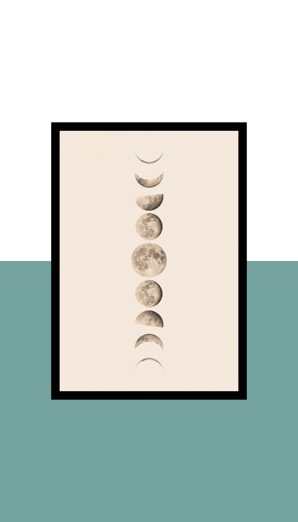 Moon Phases Wall Art Frame | Black MDF | A4 A3 A2 A1 | Celestial Boho Home Decor