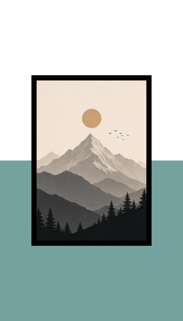 Mountain Silhouette Wall Art Frame | Black MDF | A4 A3 A2 A1 | Nature & Travel Home Decor