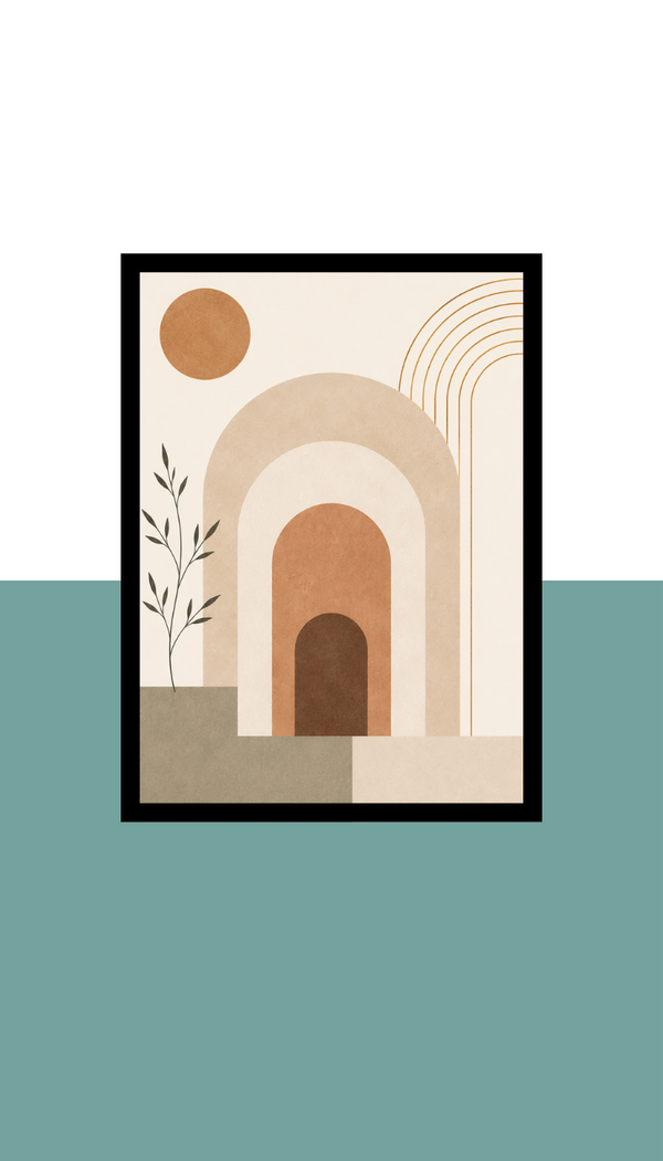 Arch Shapes Abstract Wall Art Frame | Black MDF | A4 A3 A2 A1 | Boho Minimalist Decor