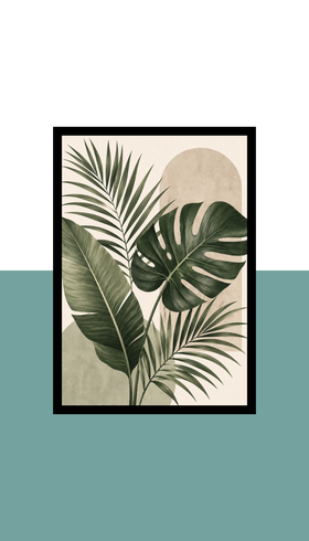 Tropical Leaves Wall Art Frame | Black MDF | A4 A3 A2 A1 | Botanical Home Decor