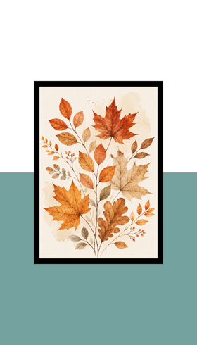 Autumn Leaves Wall Art Frame | Black MDF | A4 A3 A2 A1 | Seasonal Nature Home Decor