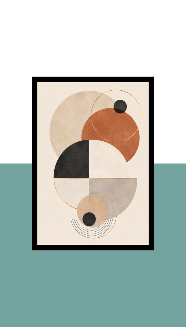 Circle Composition Abstract Wall Art Frame | Black MDF | A4 A3 A2 A1 | Minimalist Decor