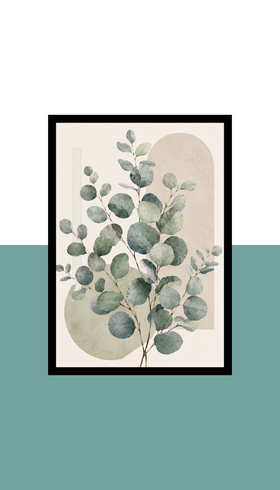 Eucalyptus Branches Wall Art Frame | Black MDF | A4 A3 A2 A1 | Botanical Minimalist Decor