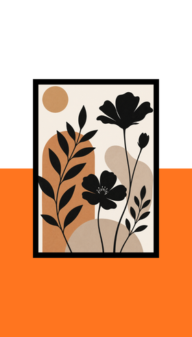 Floral silhouette Wall Art Frame | Black MDF | A4 A3 A2 A1 | Floral silhouette Home Decor