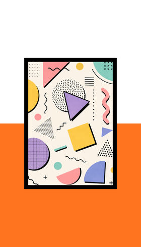 Memphis-style abstract Wall Art Frame | Black MDF | A4 A3 A2 A1 | Memphis-style abstract Home Decor