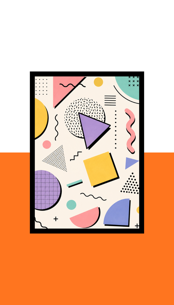 Memphis-style abstract Wall Art Frame | Black MDF | A4 A3 A2 A1 | Memphis-style abstract Home Decor