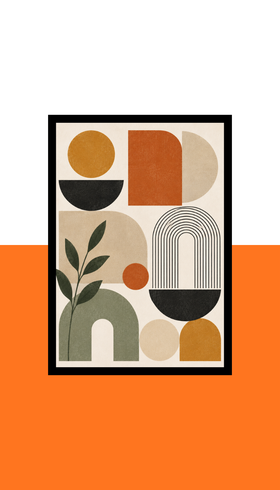 Mid-century modern shapes Wall Art Frame | Black MDF | A4 A3 A2 A1 | Mid-century modern shapes Home Decor