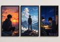 Anime Style Frames A4 Size set of 3