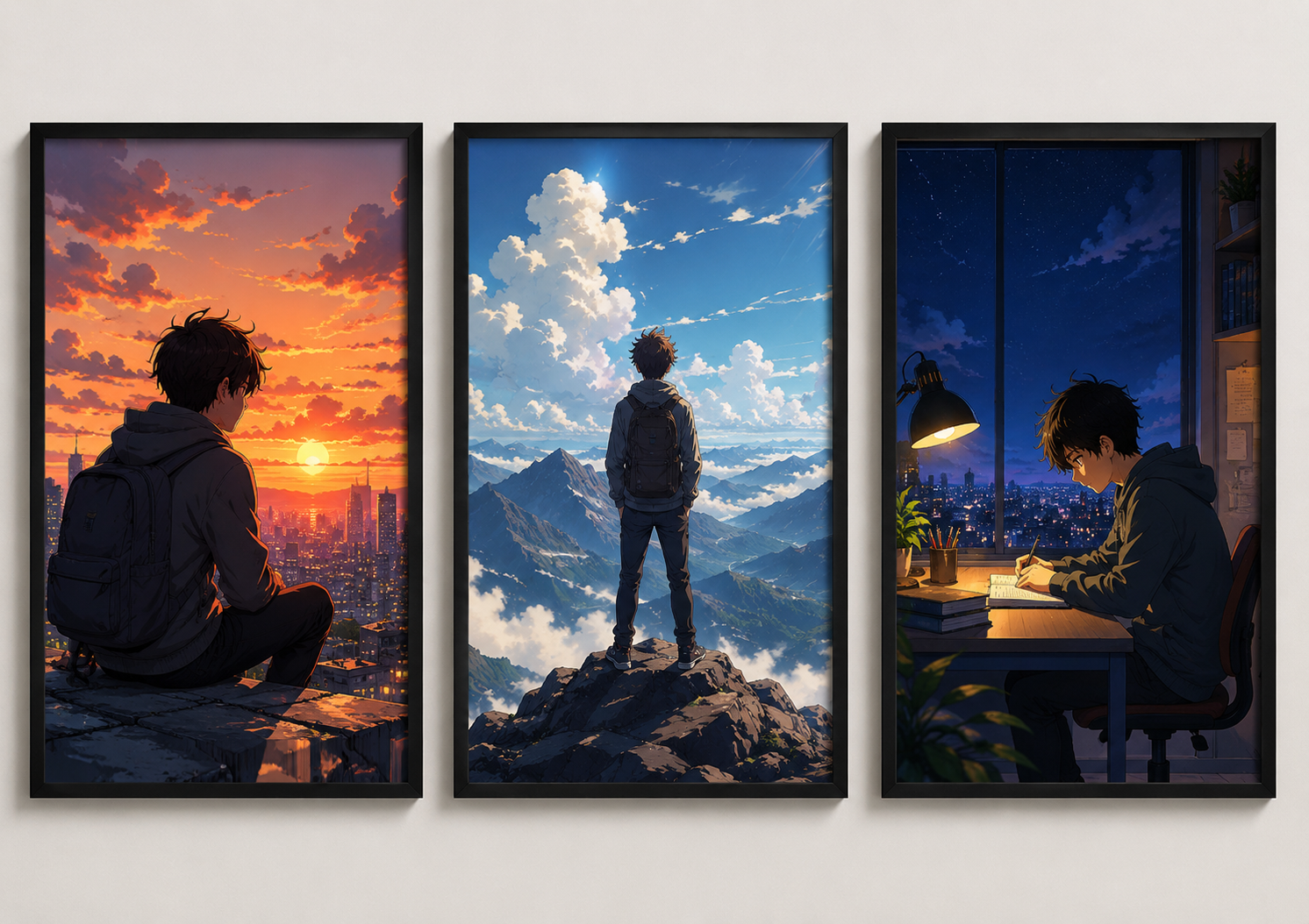 Anime Style Frames A4 Size set of 3