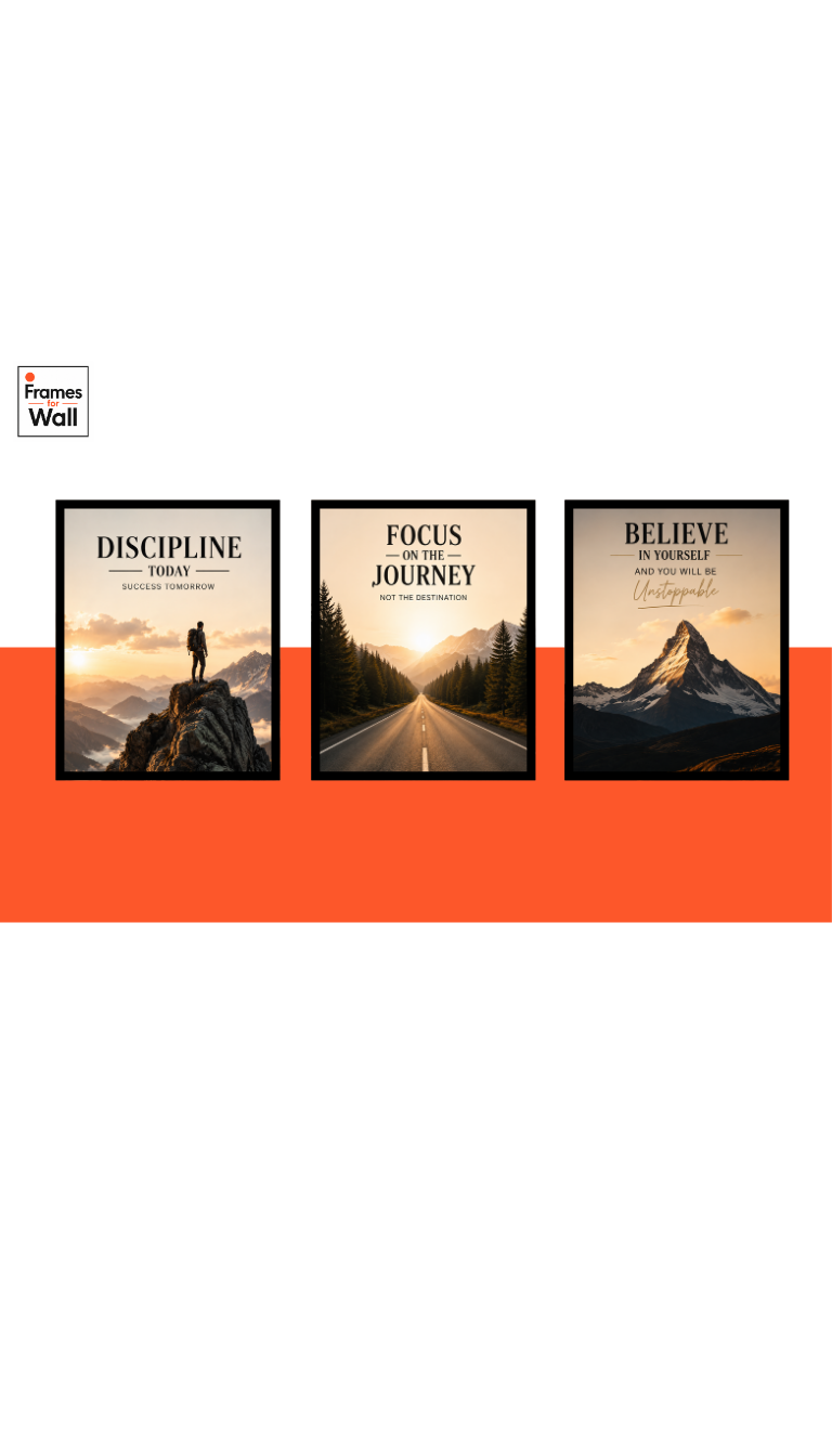Motivational Wall Art Frames Set of 3 – A4 | Black MDF Frame | Premium Home & Workspace Decor